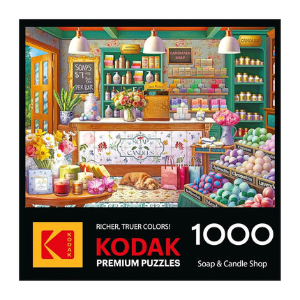 RoseArt - Kodak Premium 1000 Piece Jigsaw Puzzle for Adults – Soap & Candle Shop – Cozy Boutique with Flowers, Candles & Bath Bombs – Relaxing Home Décor Scene – 26.625 x 19.25 Inches