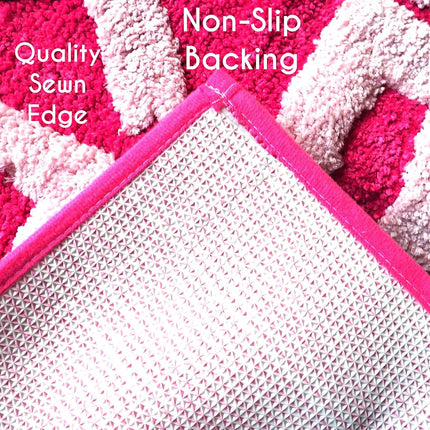 Get Naked Bath Mat - Funny Cute Bathroom Rug in Hot Pink, Magenta, Peach - Non-Slip Washable Shower Mat for Girls, Women - Fun College Apartment Decor