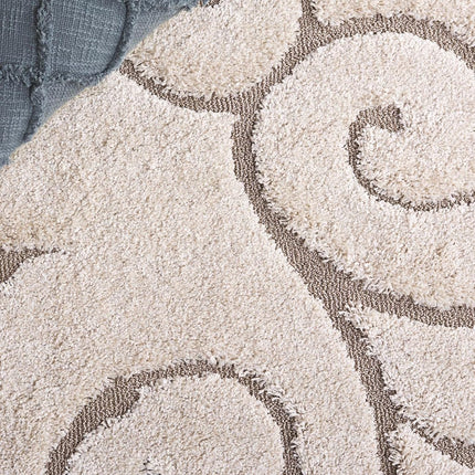 Tapis Safavieh 2,4 x 3 m – Collection Florida Shag – Grande taille – Crème et crème, motif volutes, ne perd pas ses poils et facile à nettoyer, poils épais et moelleux, idéal pour le salon, la chambre à coucher, la salle à manger (SG455-1111)