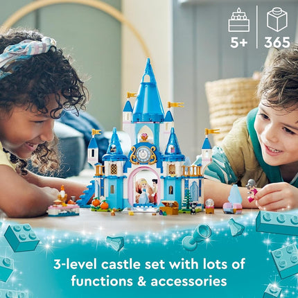 LEGO Disney Princess Cinderella and Prince Charming's Castle Doll House, Buildable Toy with 3 Mini Dolls, plus Gus Gus and Lucifer Figures, Gifts for Kids, Girls & Boys Aged 5 Plus Years Old 43206
