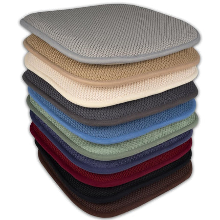 Sweet Home Collection Chair Cushion Memory Foam Pads Honeycomb Pattern Slip Non Skid Rubber Back Rounded Square 16" x 16" Seat Cover, Brown - 4 Pack