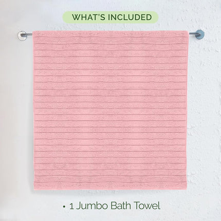 Elegant Comfort 100% Turkish Cotton Corduroy Ribbed Luxury Jumbo Bath Towel Ultra Soft - 35 x 70 Inch - Luxury Spa Premium Hotel Quality Highly Absorbent and Quick Dry Large Bath Towel, Dusty Rose