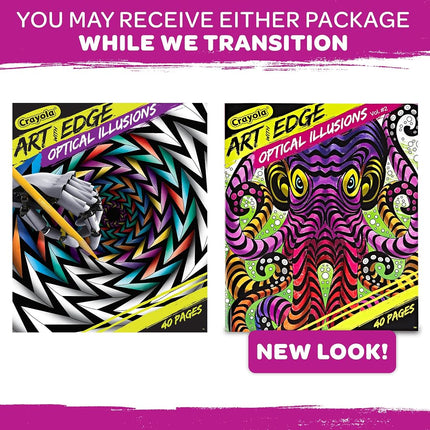 CRAYOLA Art With Edge Optical Illusions Coloring Pages (40pgs), Adult Coloring, 3D Art, Gift for Teens & Adults