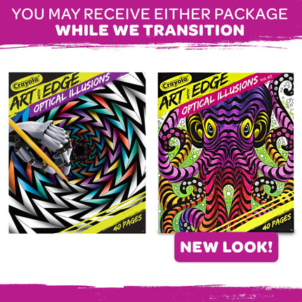CRAYOLA Art With Edge Optical Illusions Coloring Pages (40pgs), Adult Coloring, 3D Art, Gift for Teens & Adults