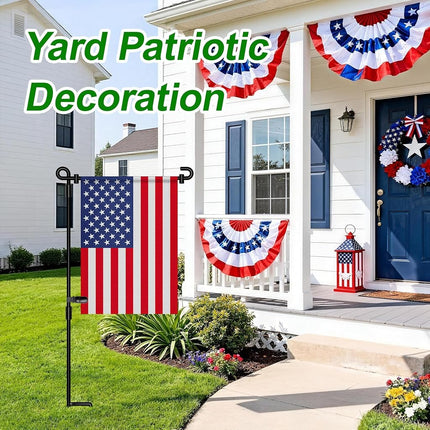 HOOSUN Garden Flag Stand, Premium Garden Flag Pole Holder Metal Powder-Coated Weather-Proof Paint with one Tiger Clip and Two Spring Stoppers Without Flag 3 Pack