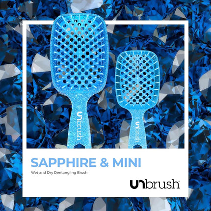 FHI HEAT UNbrush and UNbrush MINI Wet & Dry Vented Detangling Hair Brush Set, Sapphire Blue