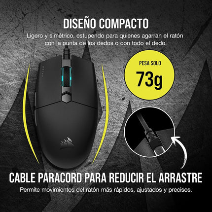 Corsair Katar Pro XT Ultra-Light Gaming Mouse- 18k DPI PixArt Optical Sensor- RGB Scroll Wheel Lighting- 6 Programmable Buttons- Lightweight Paracord Cable,Black