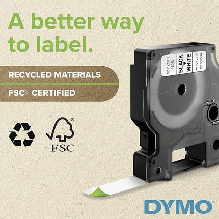 DYMO Rhino Industrial Heat-Shrink Cable Label Tubes | 9 mm x 1.5 m | Black Print on White | for Rhino Label Makers