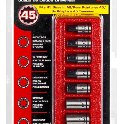 Powerbuilt 642053 1/4" Dr. SAE Universal Spline Socket Set (8 Piece) (3/16" - 3/8")