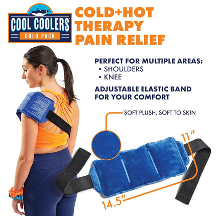 Cool Coolers Flexible Hot & Cold Therapy Gel Pack for Knee, Neck & Shoulders, Larger Ice Pack 14”x 6" and Smaller Ice Pack 6" x 4", Reusable Compress for Sore Muscles, Bruising, and Swelling, 2 Pack