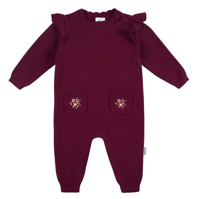 Gerber Baby Girls' Sweater Knit Romper Jumpsuit, Y