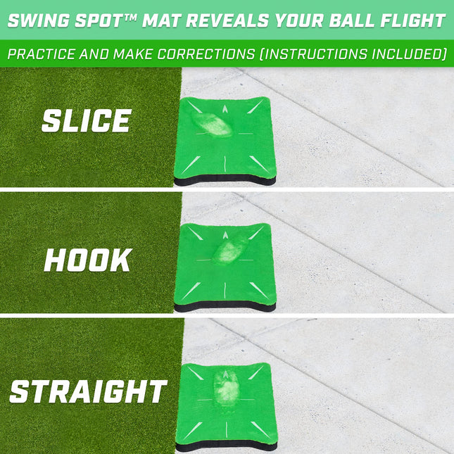 Tapis d'entraînement GoSports Swing SPOT pour l'impact de swing de golf, montre le chemin du club à l'impact pour détecter et corriger les slices, les hooks et plus encore