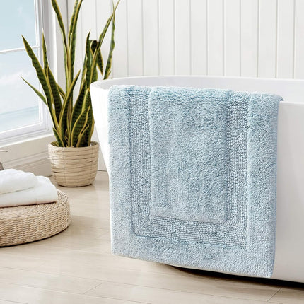 Tommy Bahama | Colección Long Branch | Alfombra de baño - 100% algodón, reversible, fácil de lavar a máquina, 21 x 34, azul