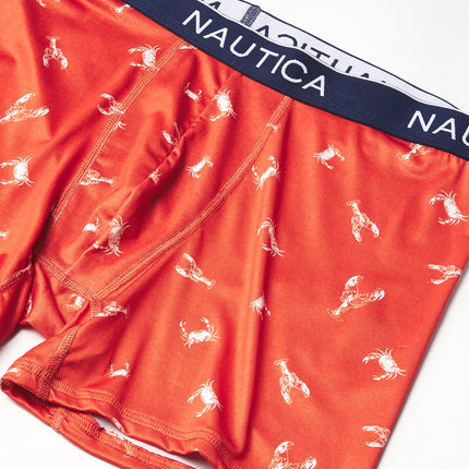 Nautica Men's 4 Pack Micro Boxer Briefs, 2 Peacoat/Sea Cobalt/Lobster Crab Print Red, L (Pack of 4)