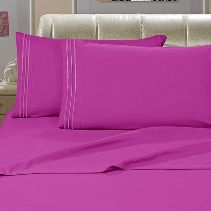 Best Seller Luxurious Bed Sheets Set on Amazon! Elegant Comfort 1500 Thread Count Hotel Quality Wrinkle,Fade and Stain Resistant 4-Piece Bed Sheet set, Deep Pocket, HypoAllergenic - Full Hot Pink (BST1100RW-Full-HotPink)