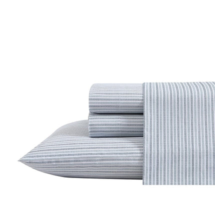 Eddie Bauer Home | Percale Collection | Sheet Set - 100% Cotton, Crisp & Cool, Lightweight & Moisture-Wicking Bedding, King, Ticking Stripe