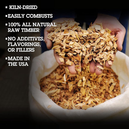 Smoking Chips - (Bourbon Soaked Oak) Kiln Dried, 100% Natural Coarse Wood Smoker Shavings - 2lb Barbecue Chips
