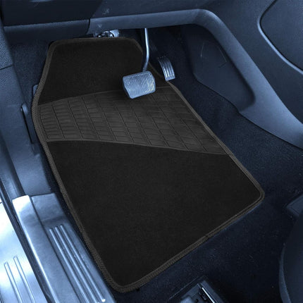 FH Group F14503 BLACK Color-Trimmed Liners Non-Slip Car Floor Mats with Rubber Heel Pad – Full Set