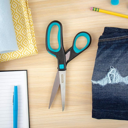 Stanley 8 Inch All-Purpose Ergonomic Scissor (SCI8EST-TEAL), Teal/Black
