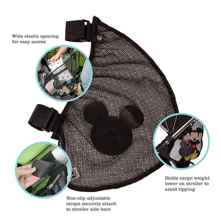 J.L. Childress Disney Baby Side Sling Cargo Net, organizador y almacenamiento para cochecito, Mickey Negro