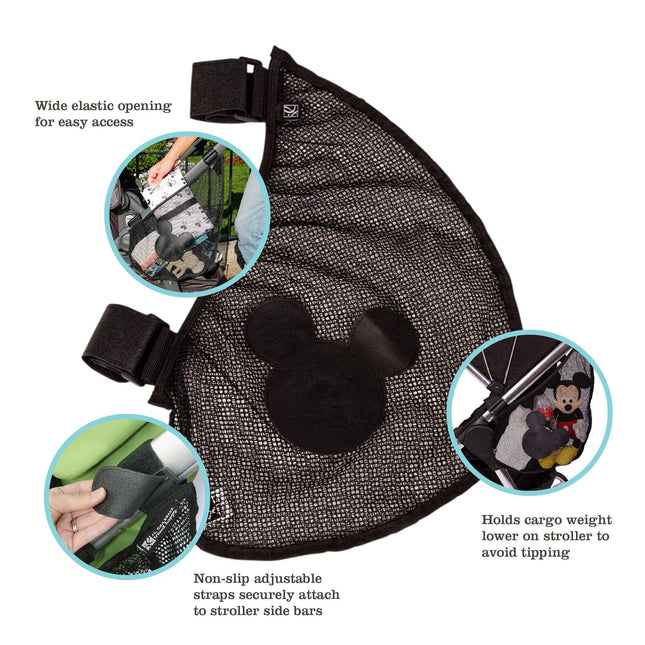 J.L. Childress Disney Baby Side Sling Cargo Net, Stroller Organizer & Storage, Mickey Black