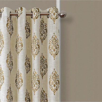 Elrene Home Fashions Navara Medallion Room Darkening Window Curtain Panel, 52" x 95" (1, Natural