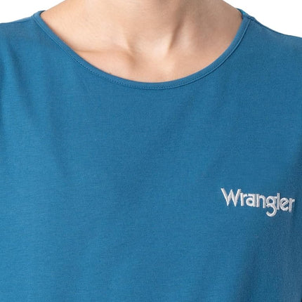 Wrangler Women's Jersey Top and Flannel Pant Sleep Pajama Set, Sea Blue/Southwestern Geo, 2X