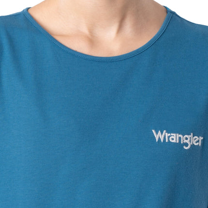 Wrangler Women's Jersey Top and Flannel Pant Sleep Pajama Set, Sea Blue/Southwestern Geo, 2X