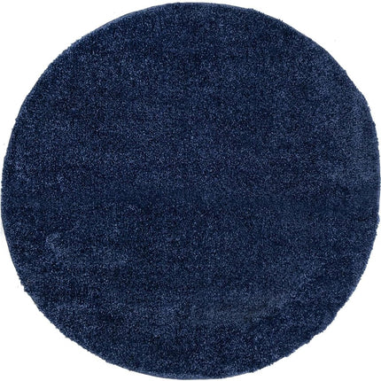 Unique Loom Solo Collection Solid Plush Kids Navy Blue Round Rug (3' 3 x 3' 3)