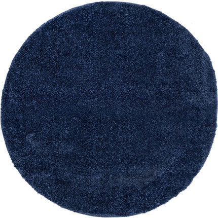 Unique Loom Solo Collection Solid Plush Kids Navy Blue Round Rug (5' 0 x 5' 0)