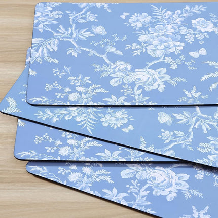 Laura Ashley Cork Placemats 16 x 12-inch for Kitchen and Dining Tables, Heat Resistant, Durable, Easy Clean, Set of 4, Walled Garden