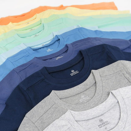 HonestBaby Unisex Baby Multipack Long Sleeve T-Shirts Tee 100% Organic Cotton, Rainbow Blues, 5T