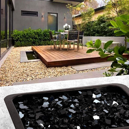 Mr. Fireglass 1/2 inch Reflective Fire Glass for Fireplace Fire Pit and Landscaping 10 lb High Luster Onyx Black