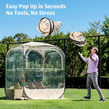 EAST OAK Weather Sports Tent for Fishing & Outdoors | Pop Up Bubble Tent Instant Sun & Rain Shelter | No Condensation, Spacious Interior, Ultra Visibility | All Weather Protection | 50L*50W*68.9H