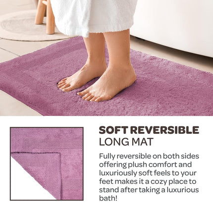 Bedford Home 100 Percent Cotton Reversible Long Bath Rug - Rose - 24x60