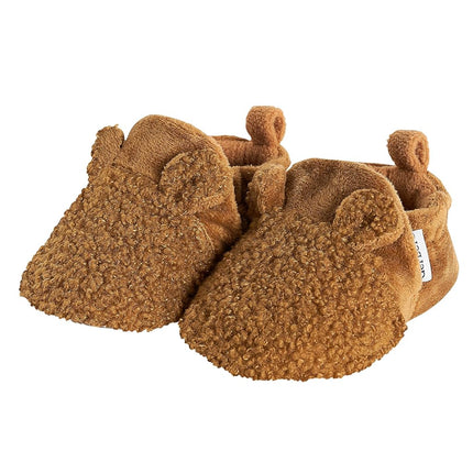 Gerber Baby Fleece Lined Non Skid Soft Slipper Booties, Brown Ears, 3 6_Months Unisex Infant