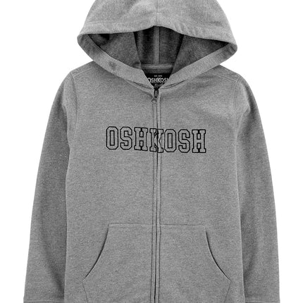 OSHKOSH B'GOSH Sudadera con capucha y cremallera completa para niños, gris jaspeado claro, 8