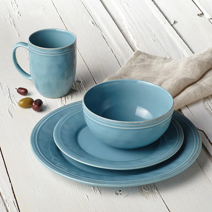 Service de vaisselle en grès 16 pièces Rachael Ray Cucina, bleu agave