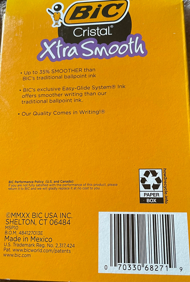 Stylos Cristal Xtra Smooth 10/Paq-Noir
