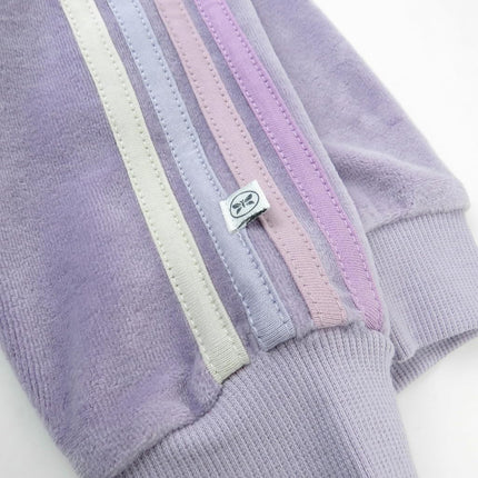 HonestBaby Velour Pullover Hoodie and Zip Front Sweatshirt and Jogger Sweatpants Set Baby, Toddler, Boys, Girls, Unisex, Lavender with Stripe, 2T, Lavender with Stripe, 2T