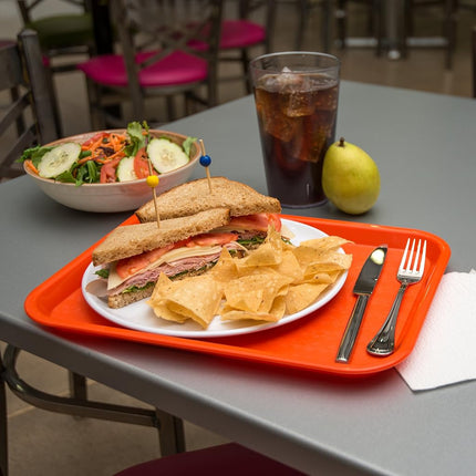 Carlisle FoodService Products CT101424 Bandeja de plástico estándar para cafetería/comida rápida, con certificación NSF, sin BPA, 14" de largo x 10" de ancho, naranja (paquete de 24)