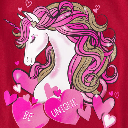 The Children's Place Girls' Short Sleeve Printed Graphic T-Shirt, Valentine Unicorn, XX-Large