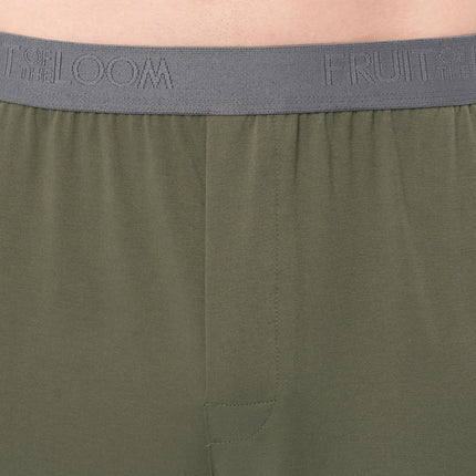 Fruit of the Loom mens 360 Stretch Short Sleeve V-neck Top and Short Sleep Pajama Set, Dusty Olive, M