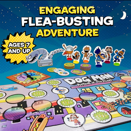University Games E2:E3Dog Man Attack of the Fleas Board Game | For 2-6 Players 07010 Blue