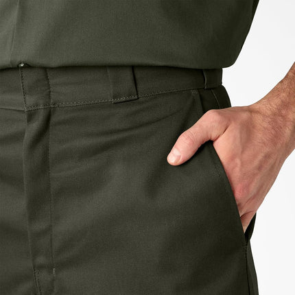 Dickies Mens Loose Fit Flat Front Work Shorts, Olive Green, 40 Regular