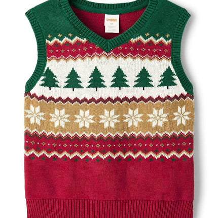 Gymboree Boys' and Toddler Sweater Vests, Christmas Tree Fairisle, 12