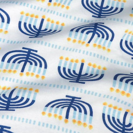 Pyjamas de Noël assortis HonestBaby pour toute la famille, 100 % coton biologique pour hommes, femmes, enfants, tout-petits, bébés garçons, bébés filles, unisexe, animaux de compagnie, Dazzle Hanukkah, Medium
