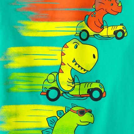 The Children's Place Baby and Toddler Boys' Dino Short Sleeve Graphic T-Shirts, Multipack, Dino Cars/Dino/Dinos, 5T