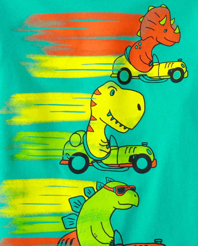 The Children's Place T-shirts graphiques à manches courtes dinosaures pour bébés et tout-petits garçons, paquet multiple, voitures dinosaures/dino/dinos, 5T