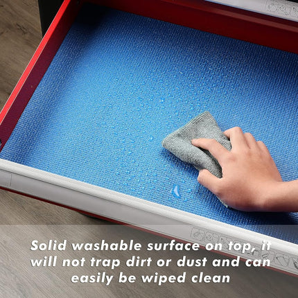 CASOMAN Professional Grade High Grip Tool Box Liner, Drawer Liner, and Shelf Liner, Blue, 16 inch (Wide) x 16 feet (Long), Adjustable Thick Cabinet Liners